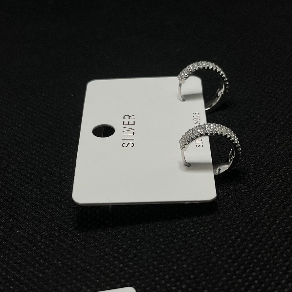 925 Sterling Silver  Huggie‎ Hoop Earrings 15mm P - Picture 4 of 6